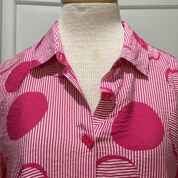 Multiples sz M pink and white patterned button down top NWT - Picture 2 of 10